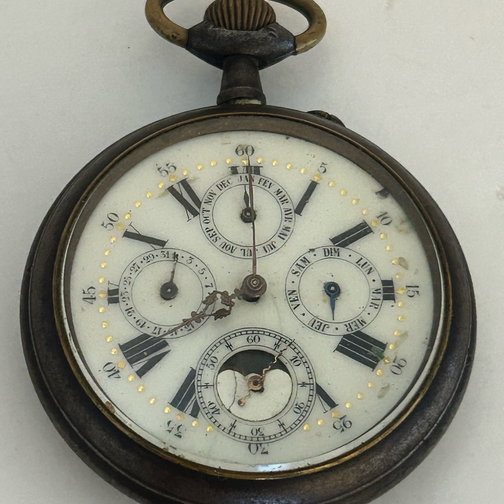 Vintage Pocket Watch with White Dial